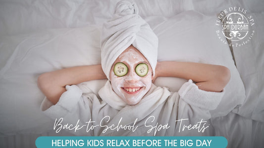 Child enjoying a relaxing facial with cucumber slices at Spa Durban, part of our back-to-school kids' spa packages to help children de-stress before the big day