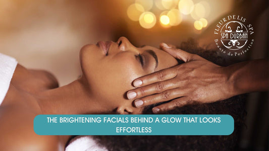 Woman receiving a relaxing facial massage with glowing skin, highlighting brightening facials at Spa Durban for radiant, even-toned results.