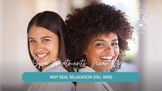 Two women smiling with glowing skin, representing spa treatments near me at Spa Durban for relaxation, confidence, and radiant results.