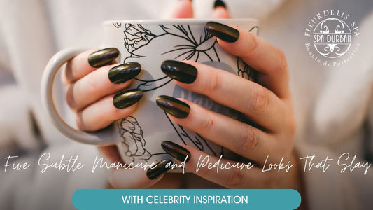 woman holding a mug showing her nails after her manicure and pedicure