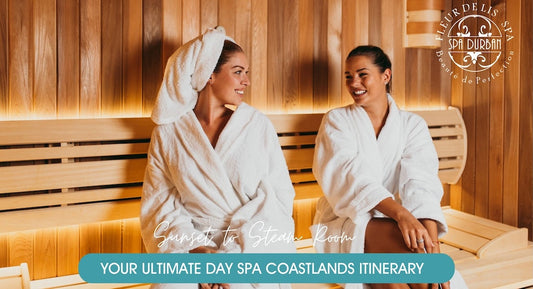 Elegant spa setup at day spa Coastlands with candles, towels, and a tranquil setting ready for a full-day wellness experience