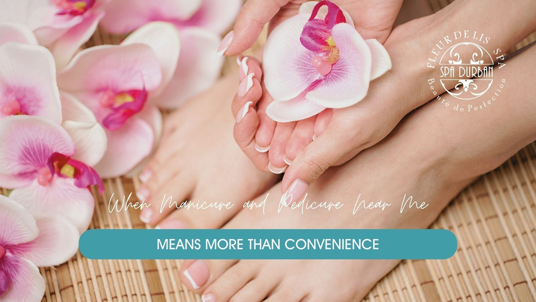 Woman's feet showing Manicure and pedicure near me spa treatment from Spa Durban for beautifully groomed hands and feet