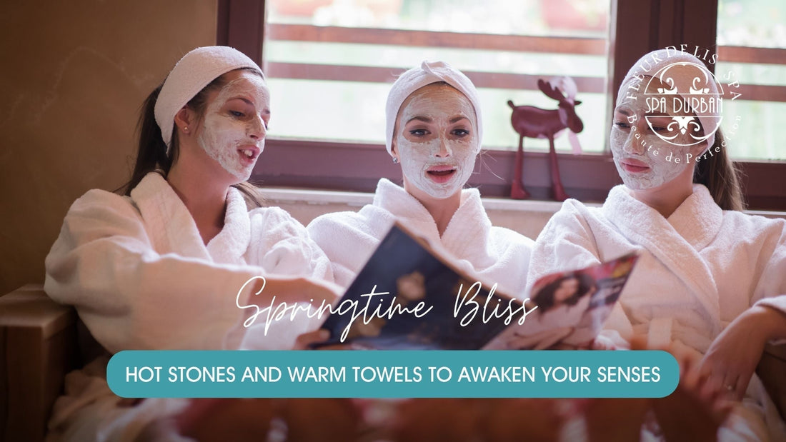Three women in spa robes and face masks relaxing with magazines at Spa Durban, enjoying giftable spa packages perfect for pampering and self-care